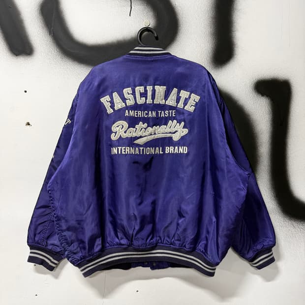 VTG 빈티지 빅사이즈 올드스쿨 자수 디테일 퀼팅 바시티 자켓