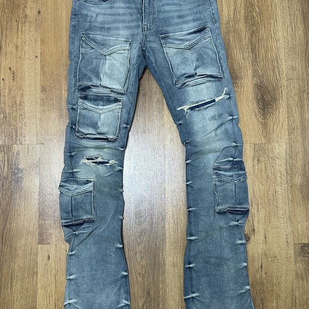[30] 스모크라이즈 스택진 TEN POCKETS STACK JEANS