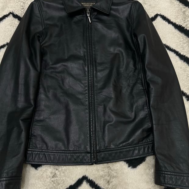 [S]지오다노 소가죽 카라 집업 자켓/블랙