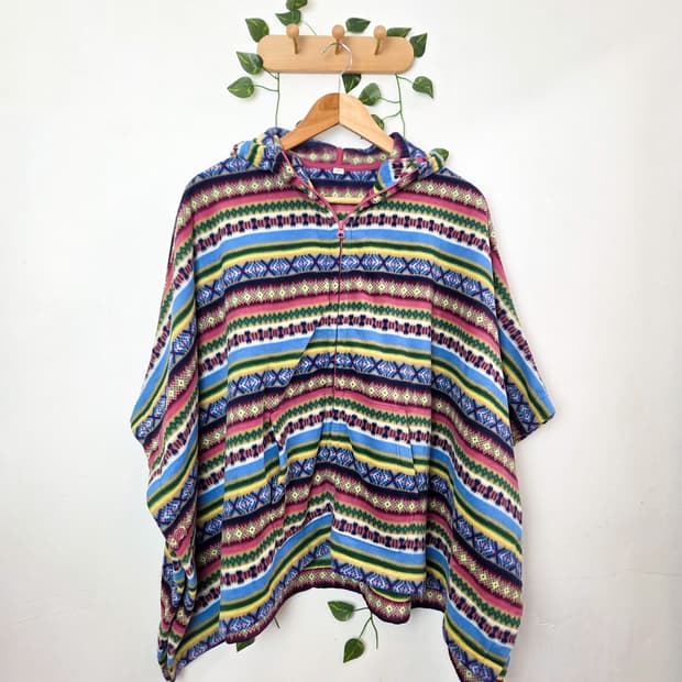 에스닉 판쵸 플리스 자켓