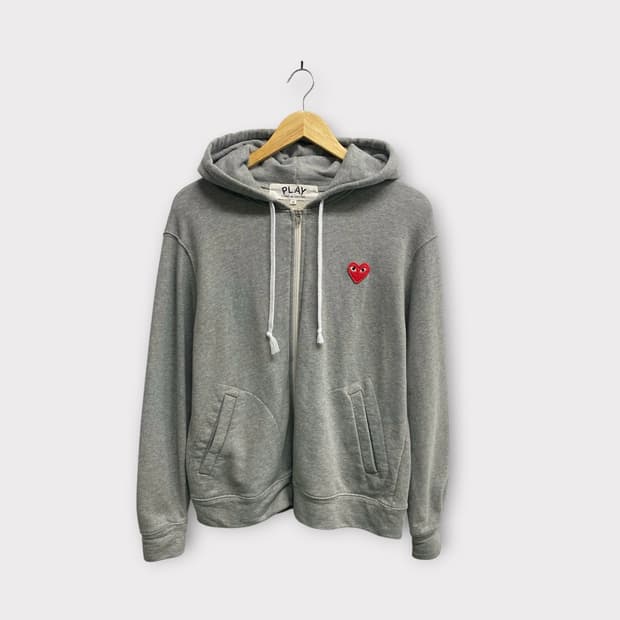 꼼데가르송 레드와펜 그레이 후드집업 M