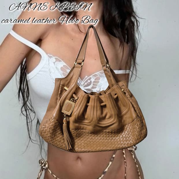 ANNE KLEIN caramel leather Hobo Bag