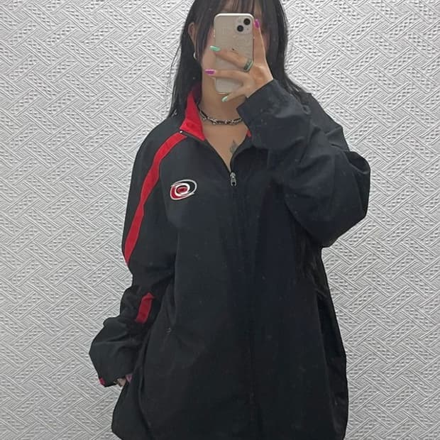 리복 NHL 허리케인스 오버핏 바람막이 윈드브레이커 자켓 L C07339