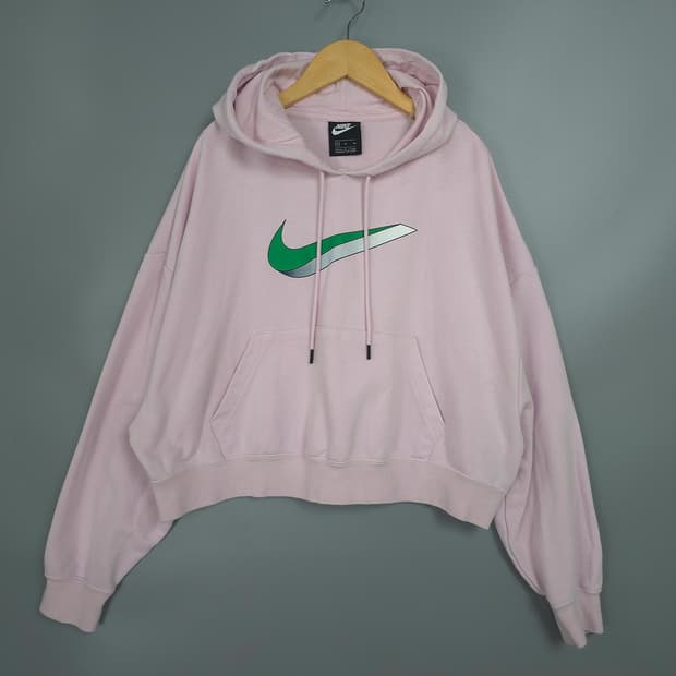 여성용 나이키 Nike 스우시 로고 후드티 핑크 M