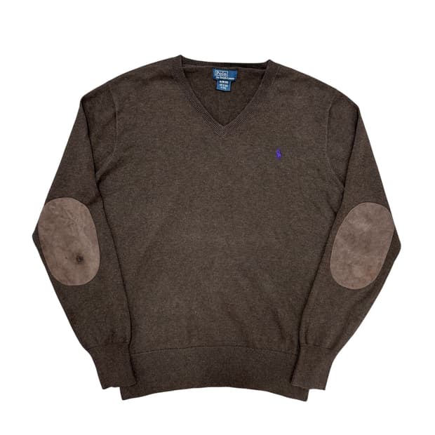 폴로 우먼스 엘보우패치 브라운 니트(XL(18-20))