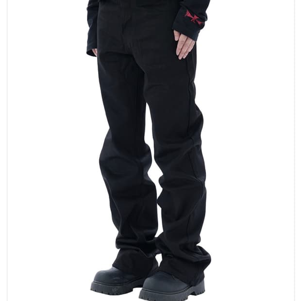 레블 바지 Pure Black Raw Cow Denim Pants