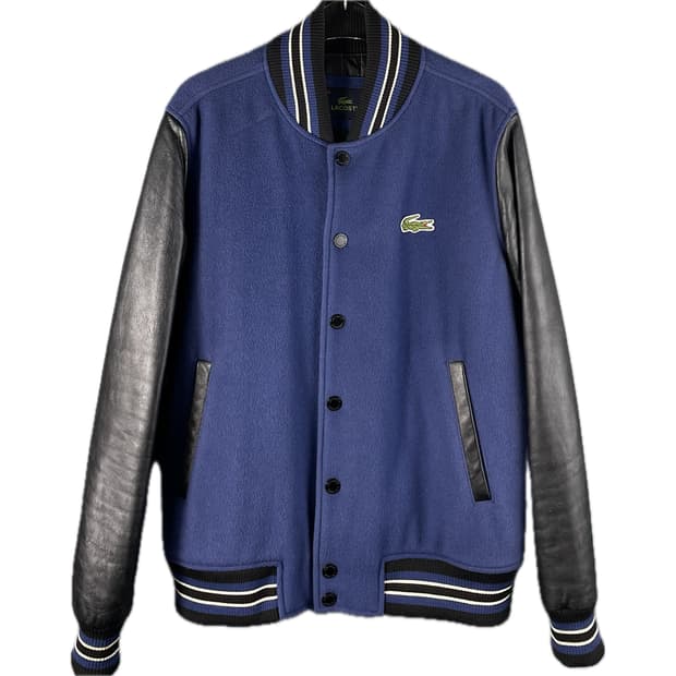 [50] 라코스테 자수로고 레더 바시티 자켓