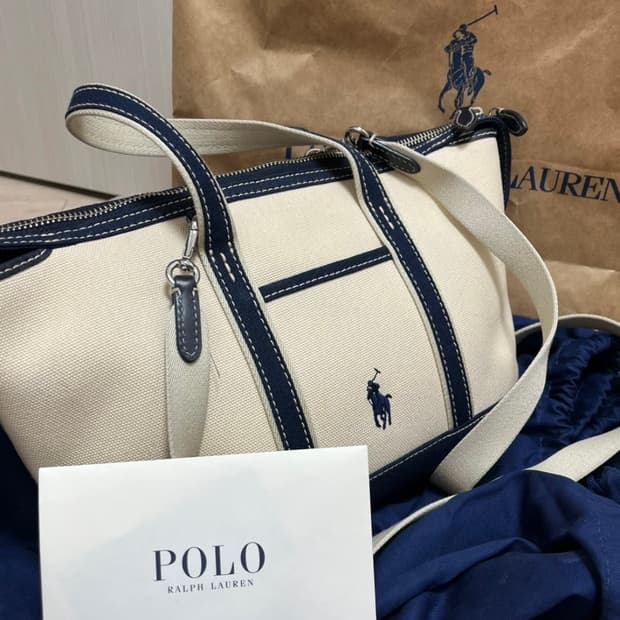 폴로 랄프로렌 코튼 캔버스 미니 토트백