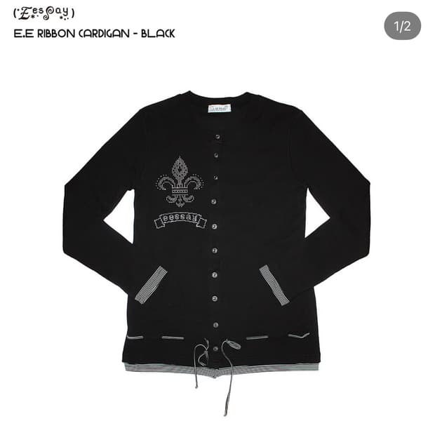 에세이 E.E RIBBON CARDIGAN - BLACK