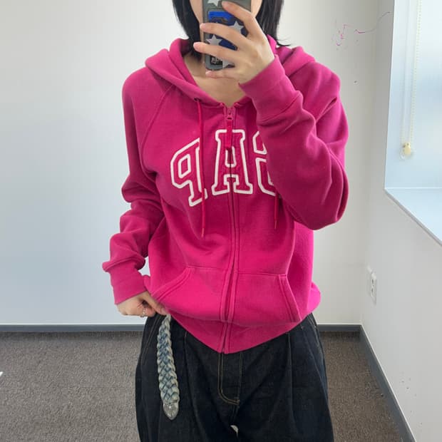 Gap 갭 핫핑크 기모 후드집업 