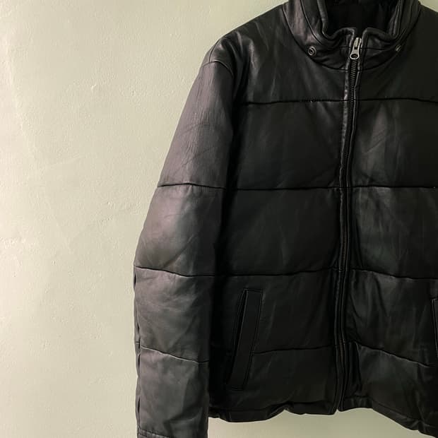 양가죽 레더 크롭 패딩 자켓