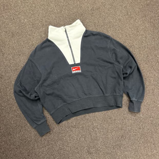 L)나이키 빈티지 크롭 하프집업 스웻셔츠