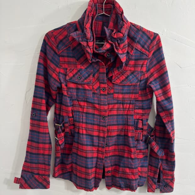 check layered buckle shirt