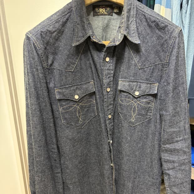 RRL 더블알엘 슬림핏 데님 웨스턴 셔츠 L