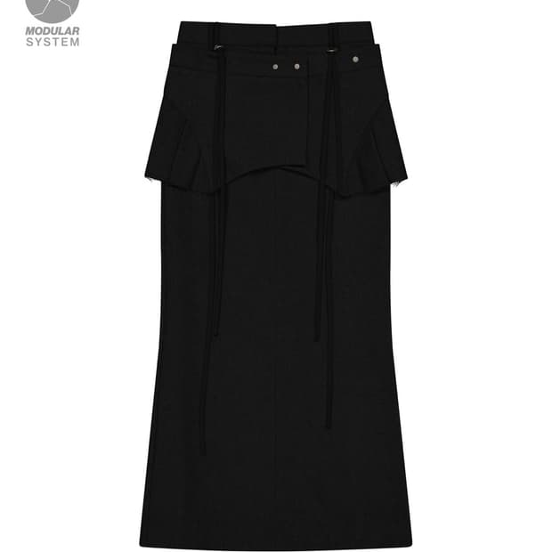 OJOS Layered Wool Skirt / Black
