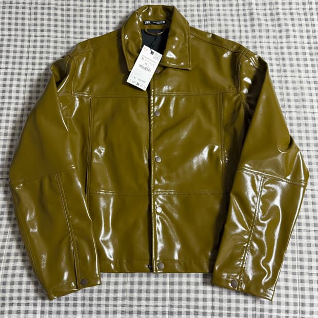 (M) Zara 자라 에나멜 자켓 카키 