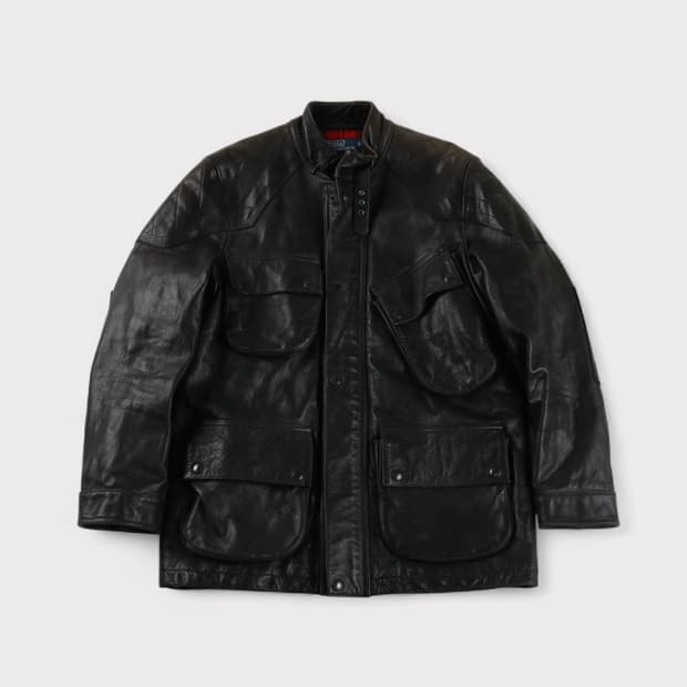 [L] 폴로 랄프로렌 모터사이클 벨티드 레더 자켓