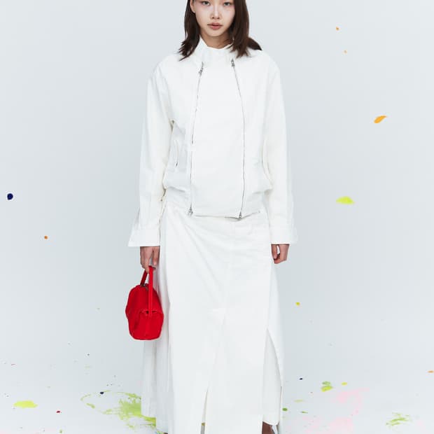 이이 DOUBLE WAIST SKIRT WHITE
