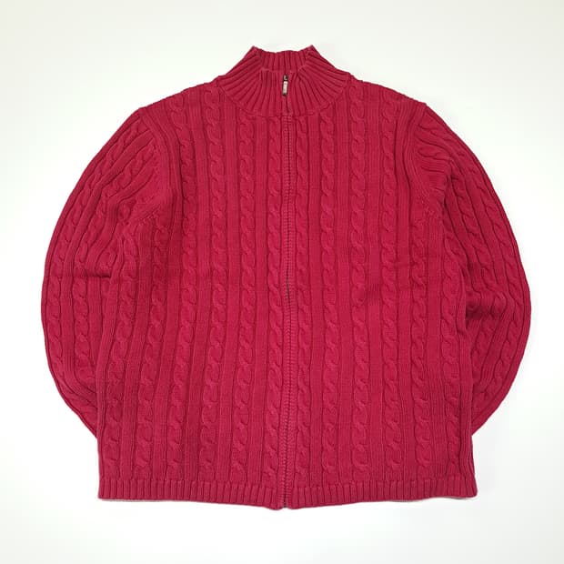 CL379 M 엘엘빈 90s 케이블 집업 마젠타핑크 니트 스웨터