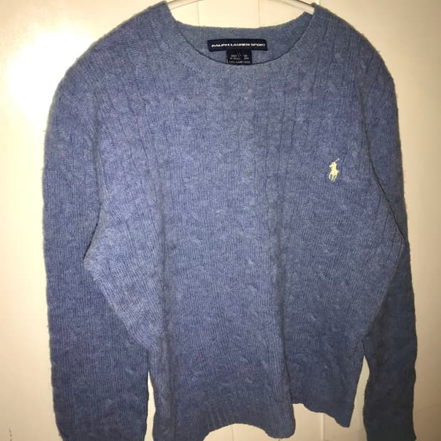 폴로 랄프로렌 울 캐시미어 U넥 니트 스카이블루