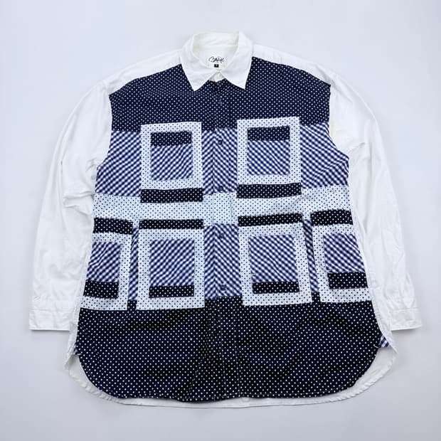 간류 꼼데가르송 패치워크 오버핏 셔츠
