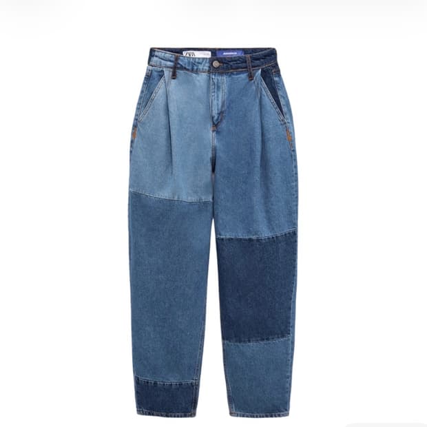 Zara x Adre Error 배럴 레그 진 블루