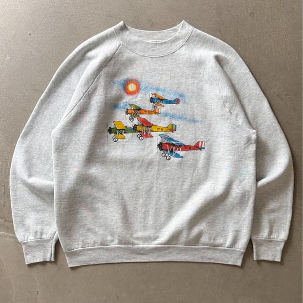 80s Vintage Biplane Raglan Sweatshirt