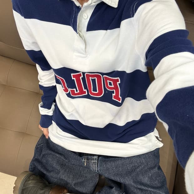 폴로 랄프로렌 스펠아웃 스트라이프 럭비티