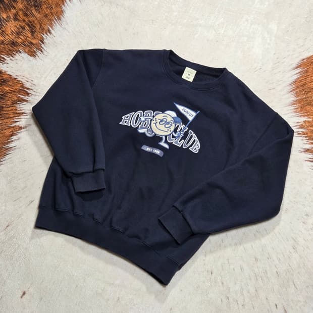 FP142 네이비 오버핏 자수 맨투맨