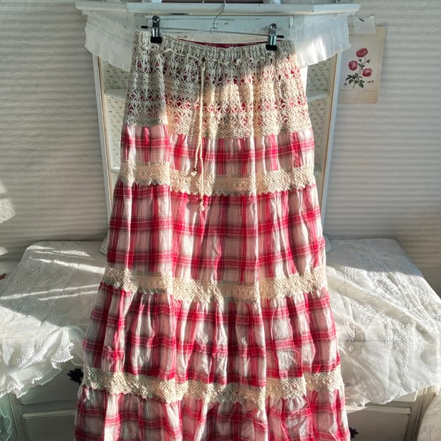 빈티지 모리 하구미 패치 롱스커트