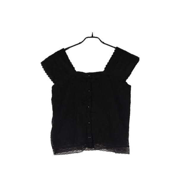 일본 빈티지 레이스 블라우스 블랙 