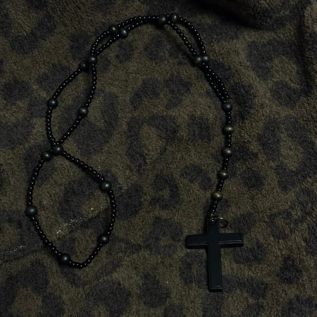 빈티지 펑크 갸루 고스 블랙 십자가 목걸이