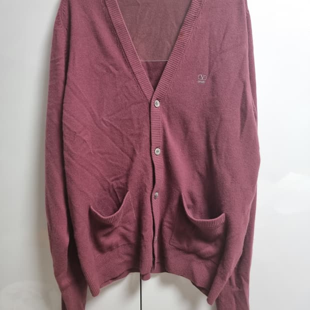 발렌티노 와인색 크리스마스 버건디 레드 캐시미어 100% 가디건