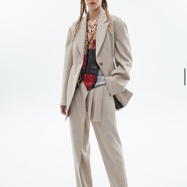 S 앤더슨벨 엠마 랩 테이퍼드 팬츠 apa377w 베이지 슬랙스 바지