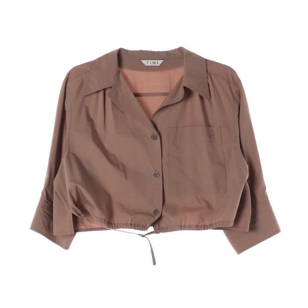 TIME 크롭 스트링 셔츠 블라우스