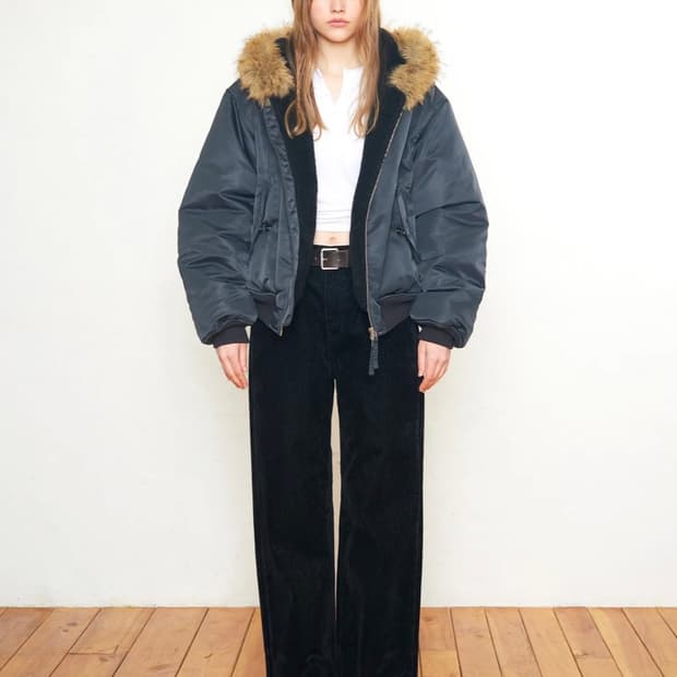 로우클래식 후드 봄버자켓 차콜 s