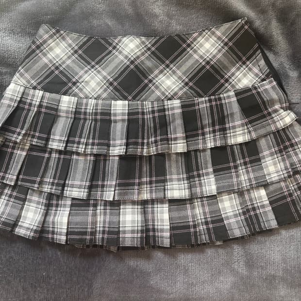 빈티지 체크 플리츠 스커트