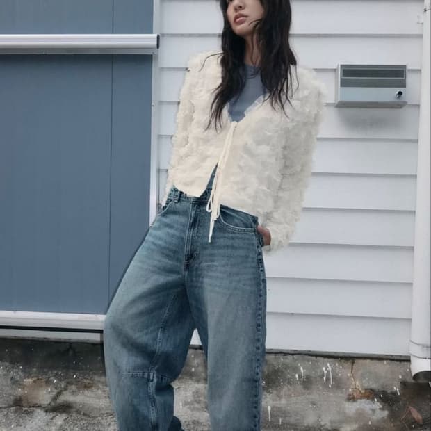 자라 jeans trf 배기 벌룬 미드라이즈 