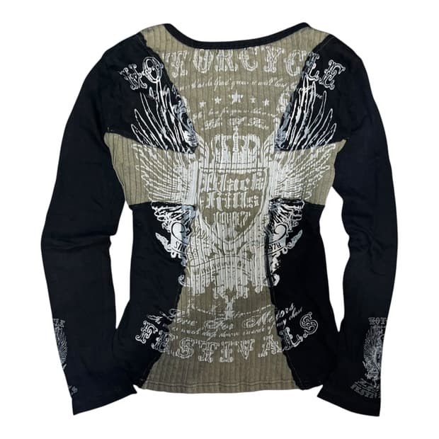 Durer 십자 골지 프린팅 긴팔티 펑크y2k갸루