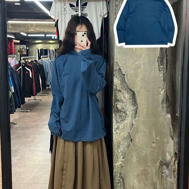 이미스 후드 긴팔티 블루 L #csz2445