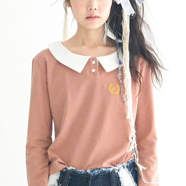 Shopfaerie 샵페어리 피터팬 칼라 스트라이프 탑 베이지