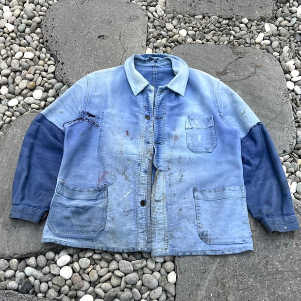 1950s HARD FADED WASHING 몰스킨 프렌치워크자켓