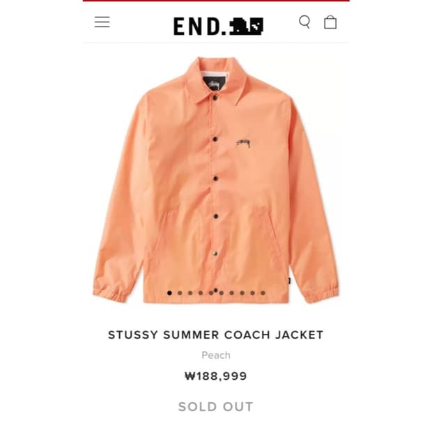 스투시 섬머 코치 자켓 피치 m 정품