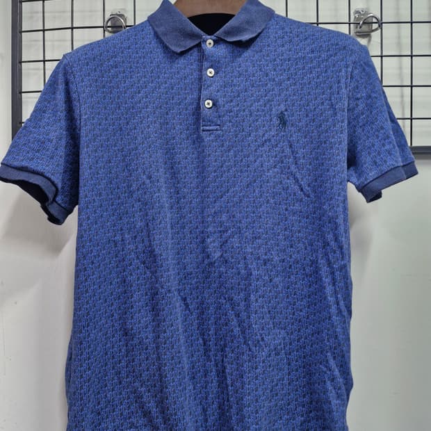 95M 폴로랄프로렌 블루 패턴 카라 반팔티.