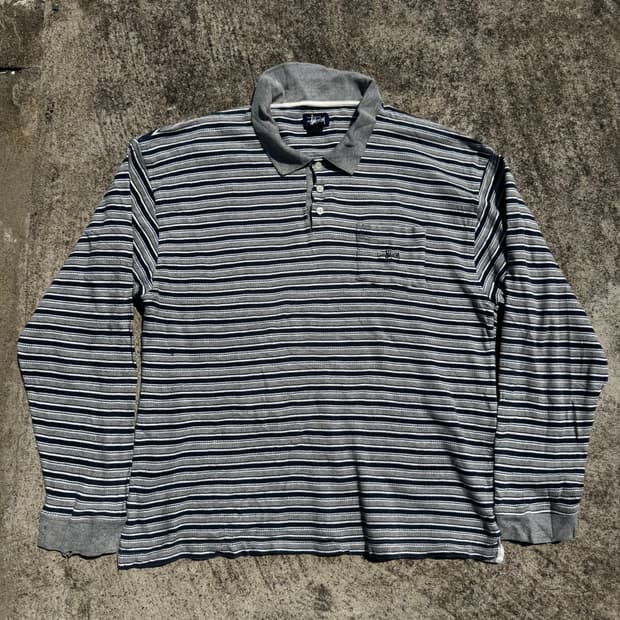 [XL] 90s Stussy 스투시 단가라 카라 긴팔티