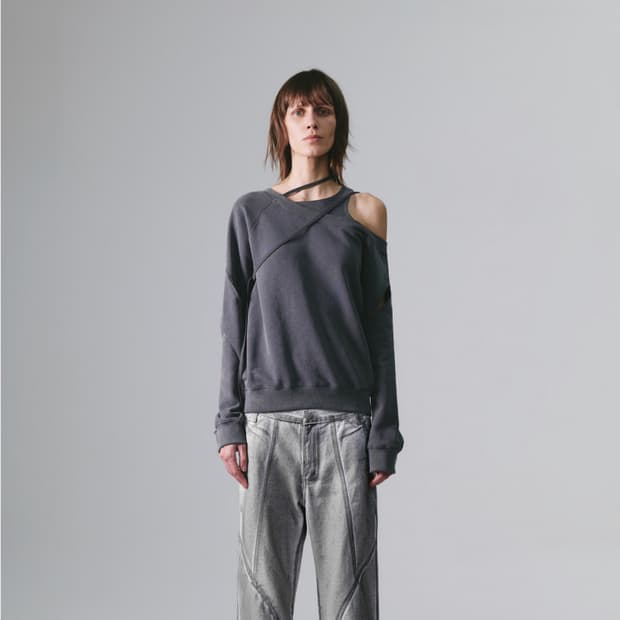 나체 SLIT LAYERED SWEAT SHIRT CHARCOAL