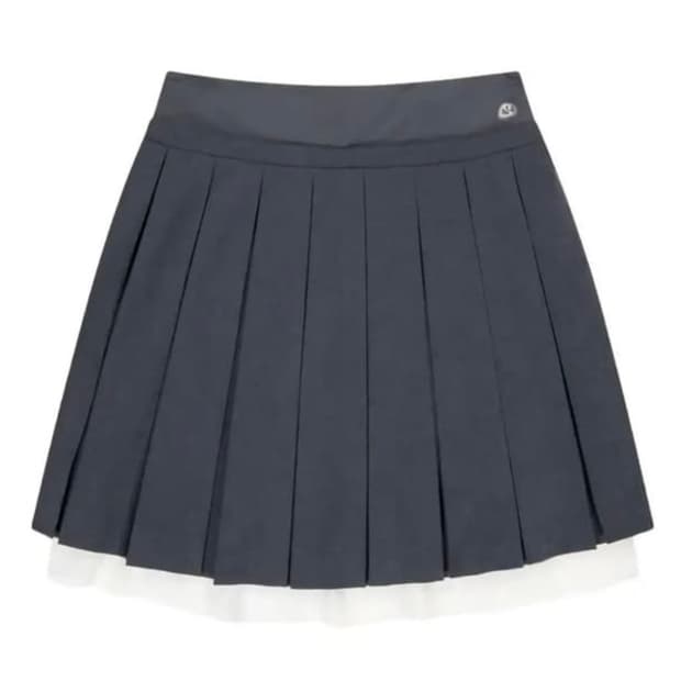 코이세이오 더블 웨이스트 플리츠 스커트 그레이