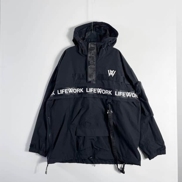 H2 라이프워크(Lifework) 블랙 레이어드 아노락 바람막이 L사이즈