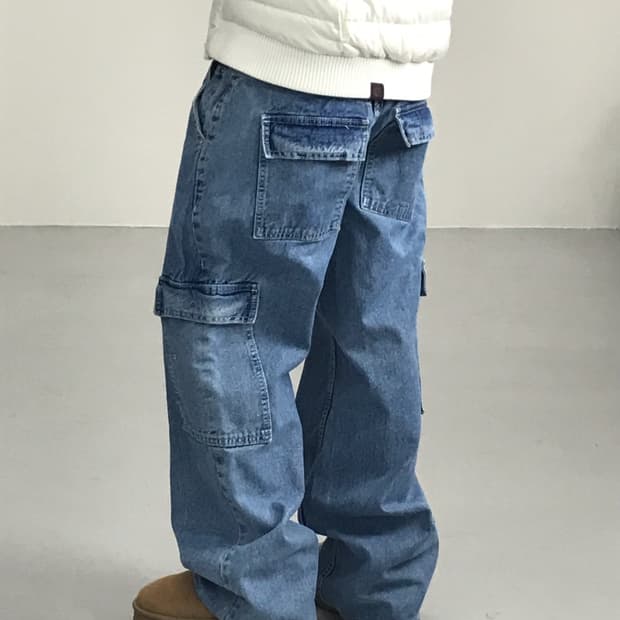 Jpn Cotton Denim Cargo Pants