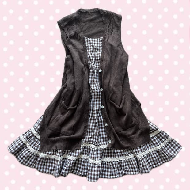 빈티지 초코 너드 모리걸 원피스 세트